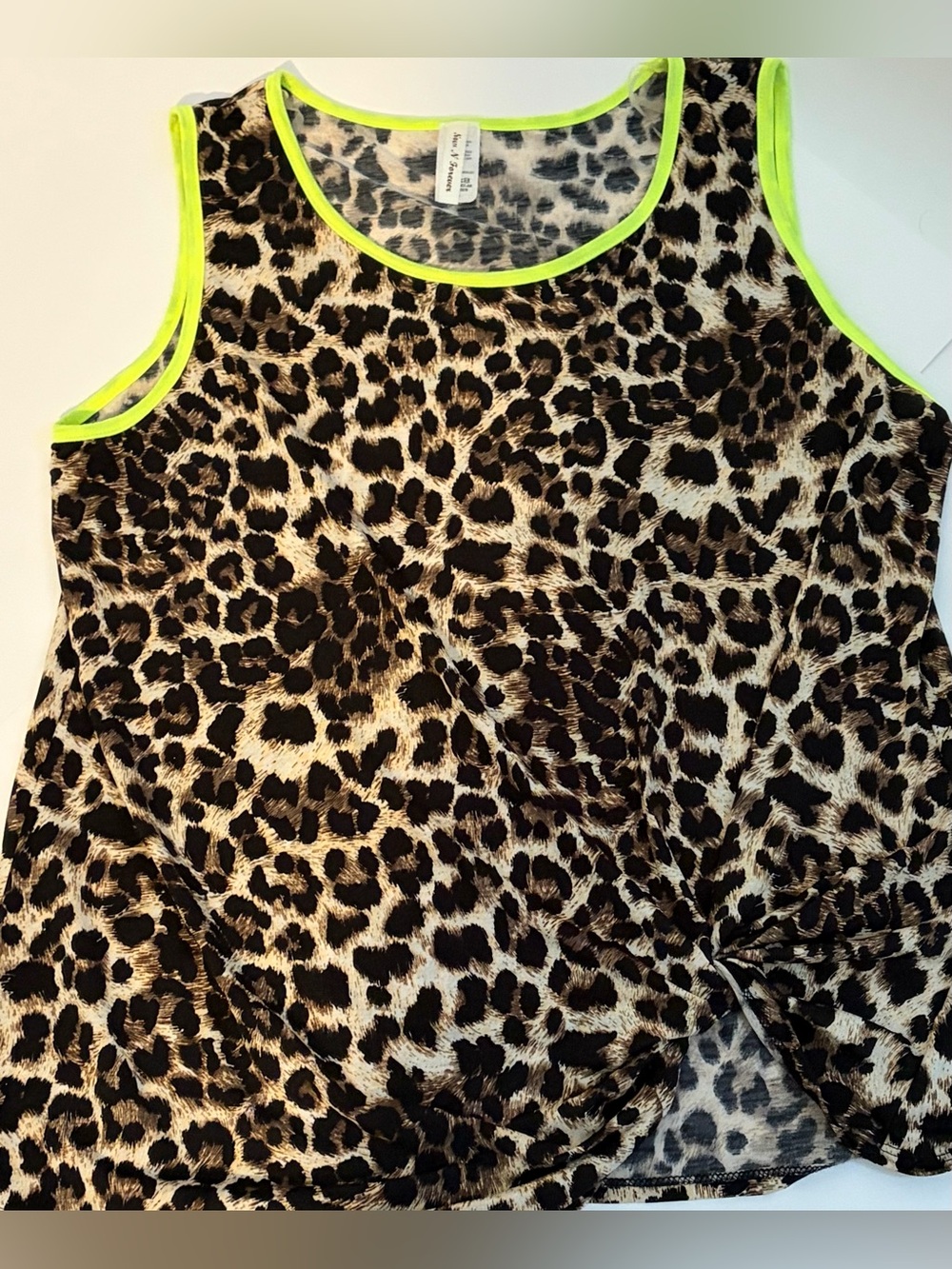 Leopard Print Tank Top with Neon Trim - Women Twist Knot